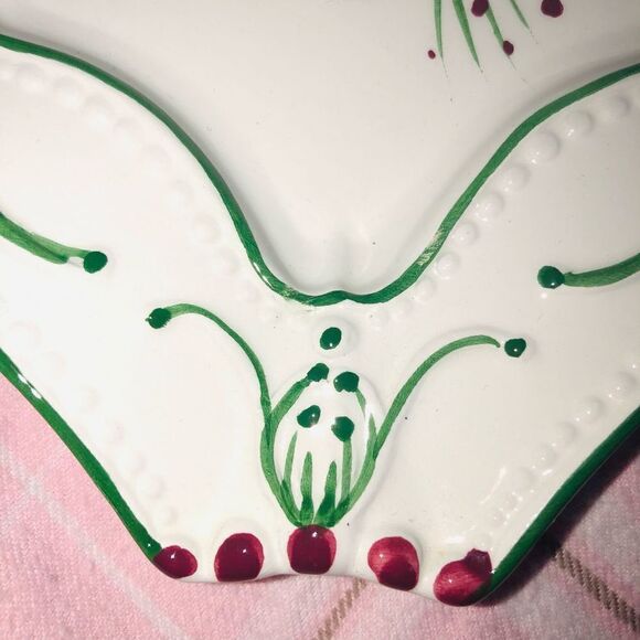 Vintage RCCL Hand Painted Floral Reticulated Square Plate W/Metal Wall Hanger - Picture 3 of 8